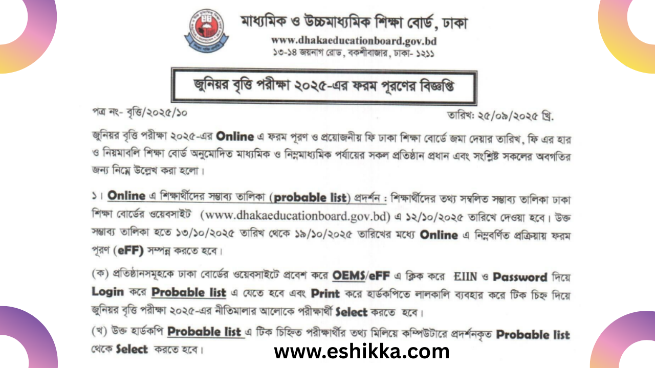 Junior scholarship exam registration