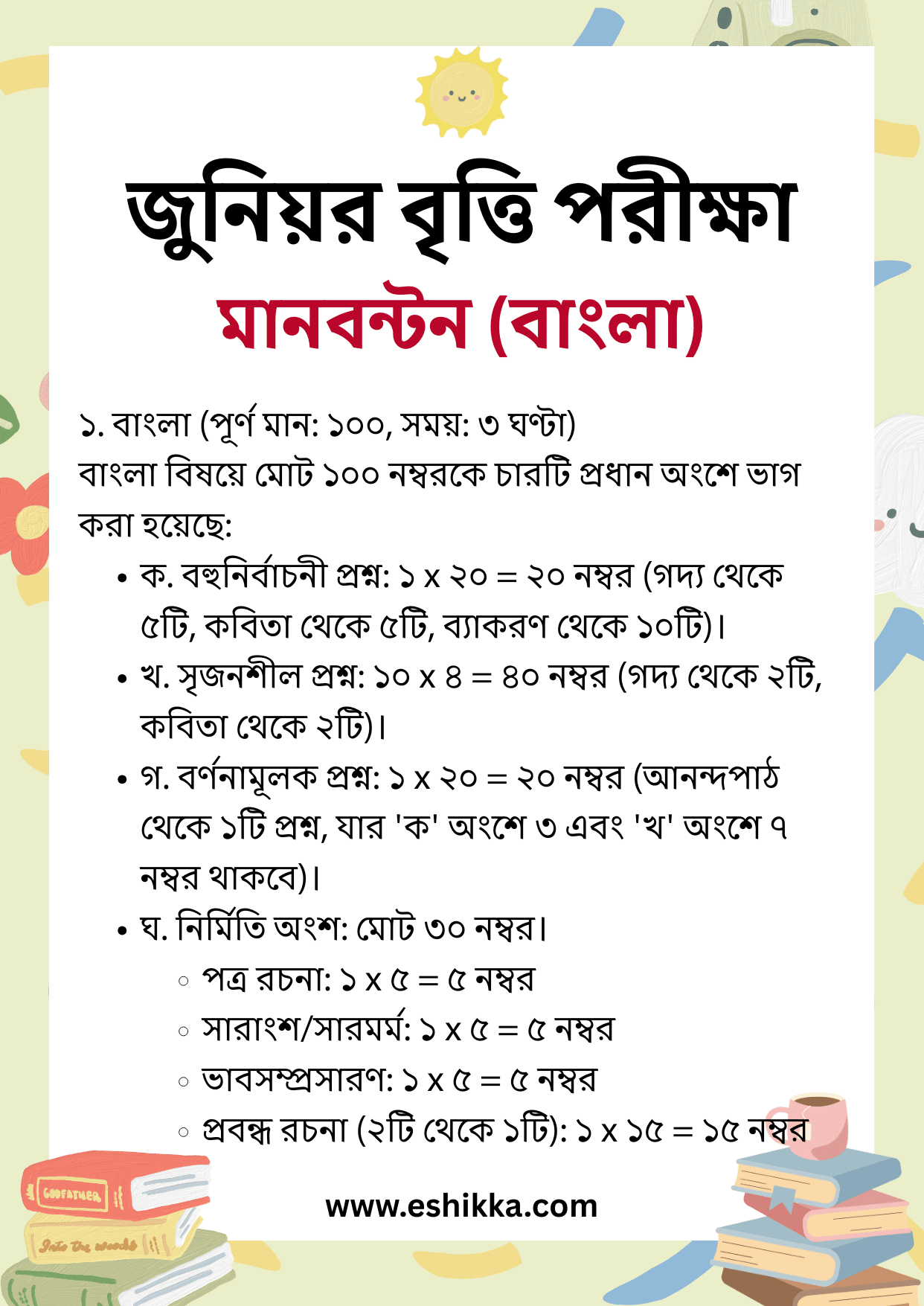 junior scholarship marks  distribution bangla